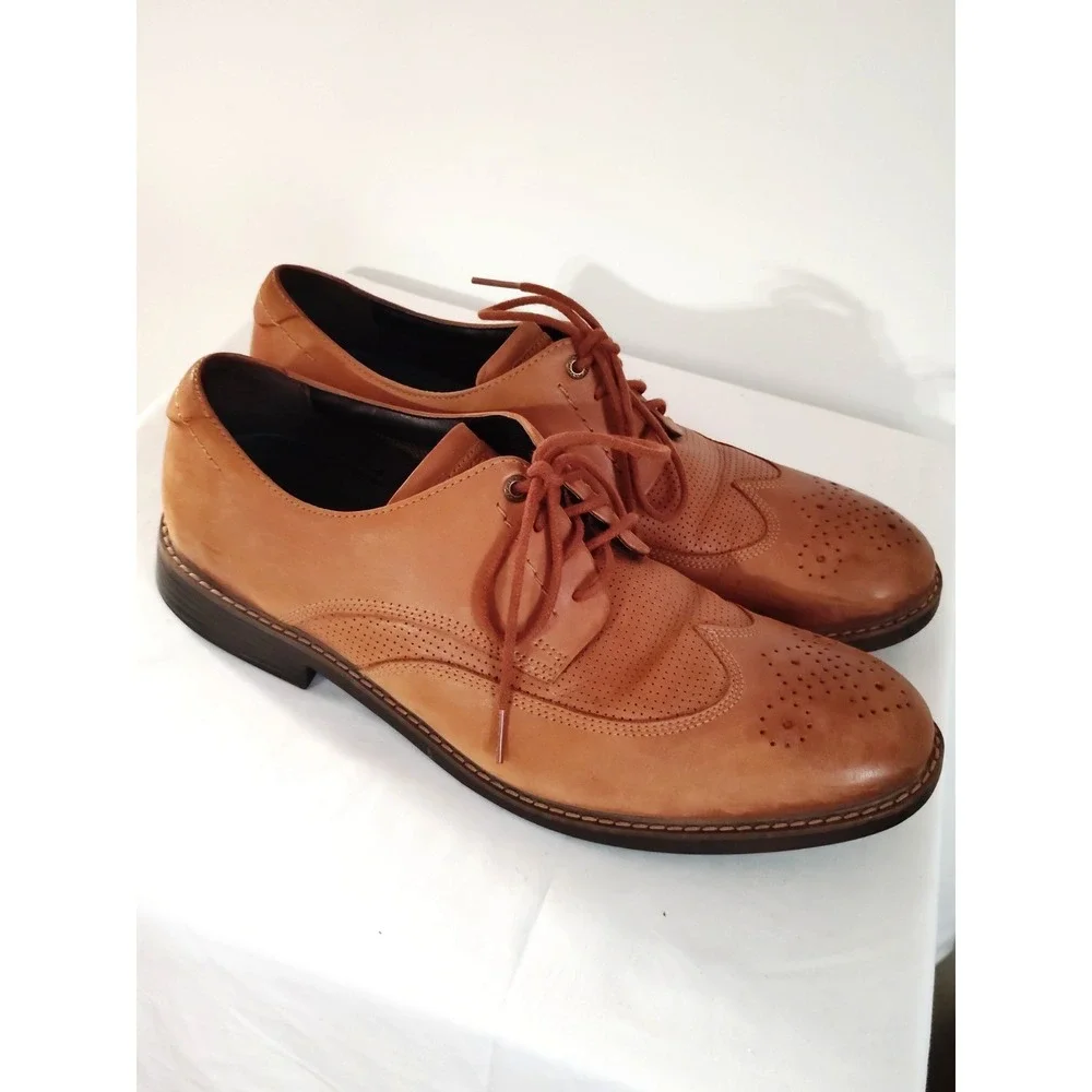 Rockport Men 13 Brown Leather Derby  TruTech Heel Comfort Old Money Dress Shoes